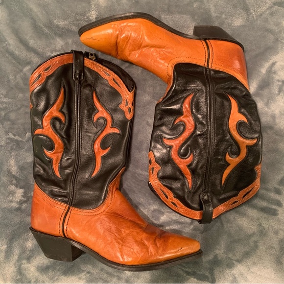 Vintage Dingo Ladies Fire Cowboy Cowgirl Boots 80s 7 USA - Picture 5 of 14